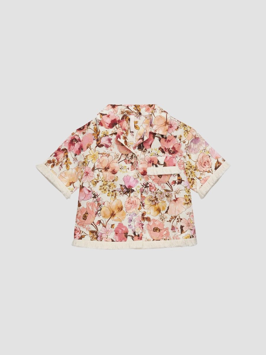 Zimmermann Girl's Baby Girl's, Little Girl's & Girl's Fairlight Fringe Linen-Cotton Shirt - Pink Floral - Size 12