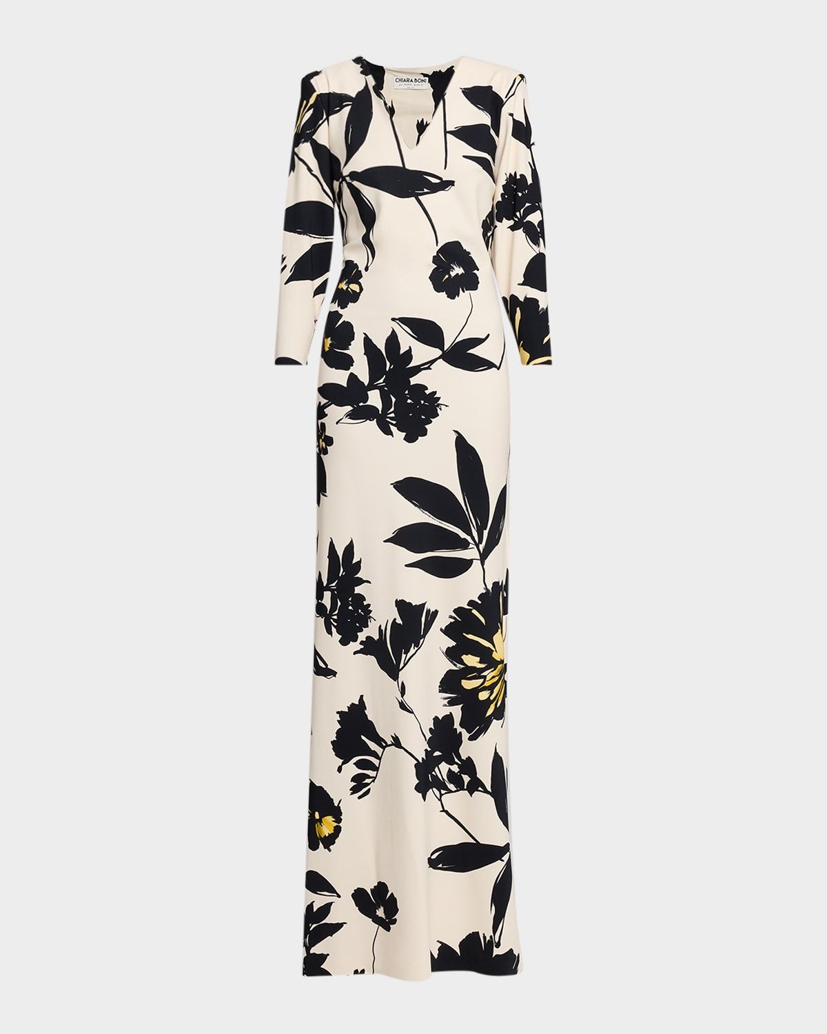 Tsuya Floral-Print Column Gown