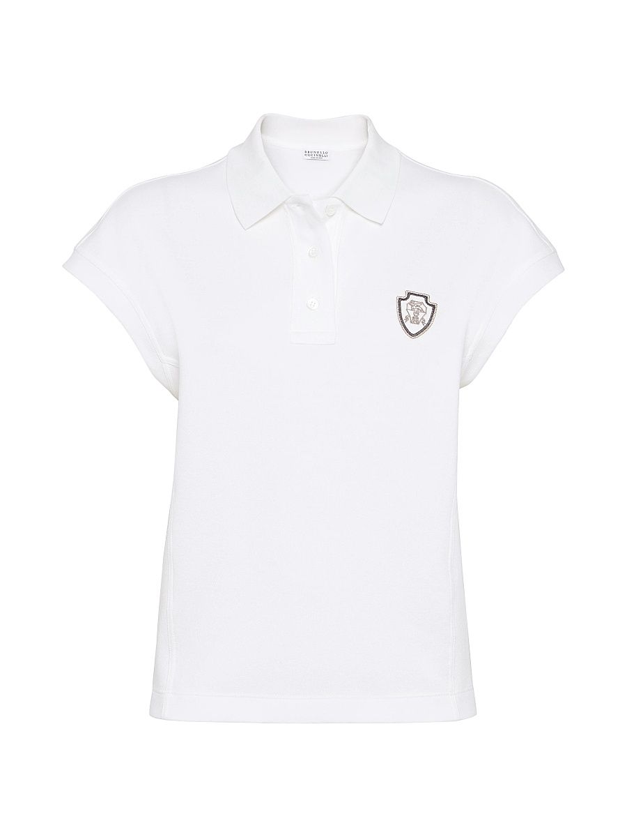Women's Techno Cotton Piqué Polo Shirt with Logo - White - Size XXS