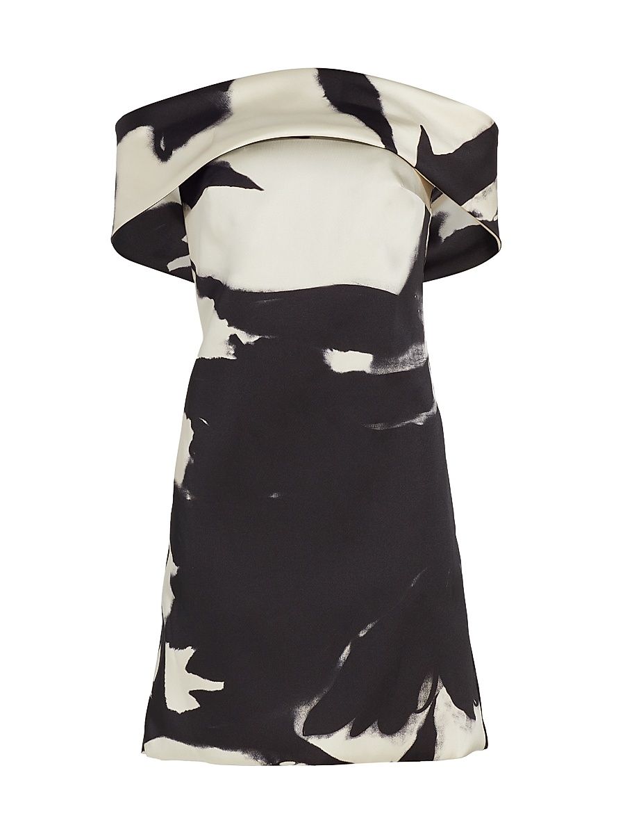 Women's Mikado Bow-Back Shadow Minidress - Black White - Size 6