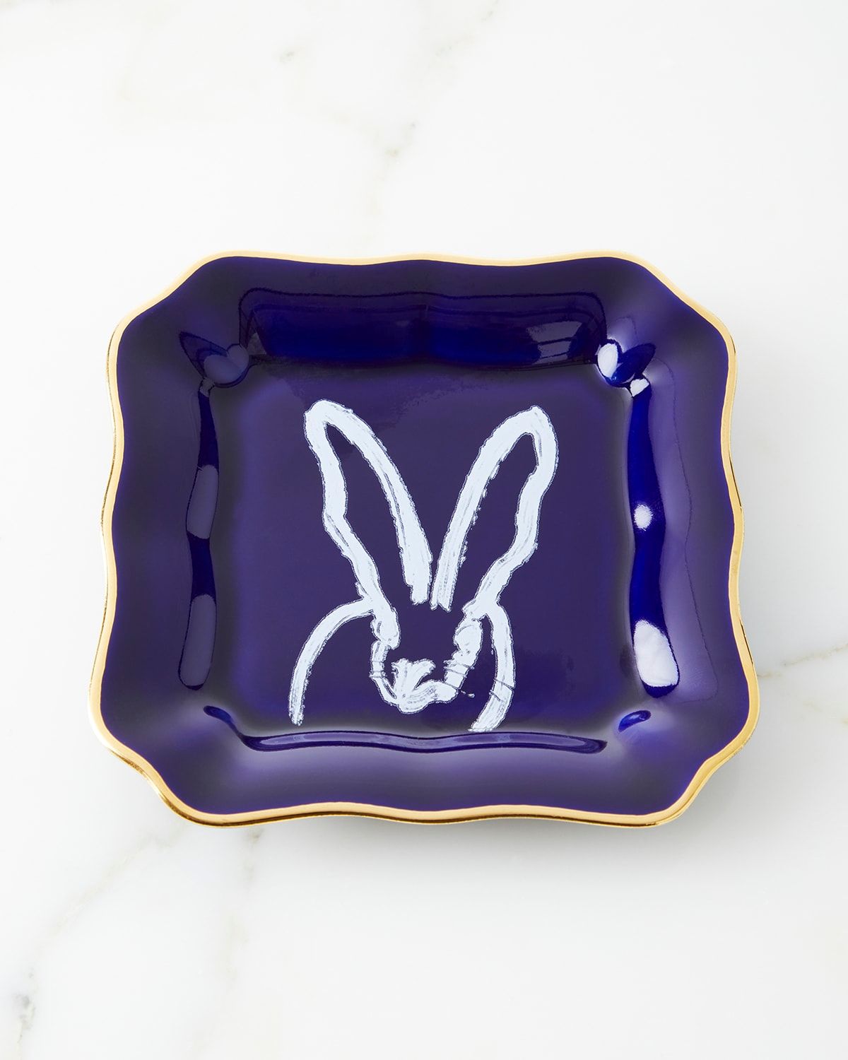 Portrait Plate with Gold Rim - Cobalt