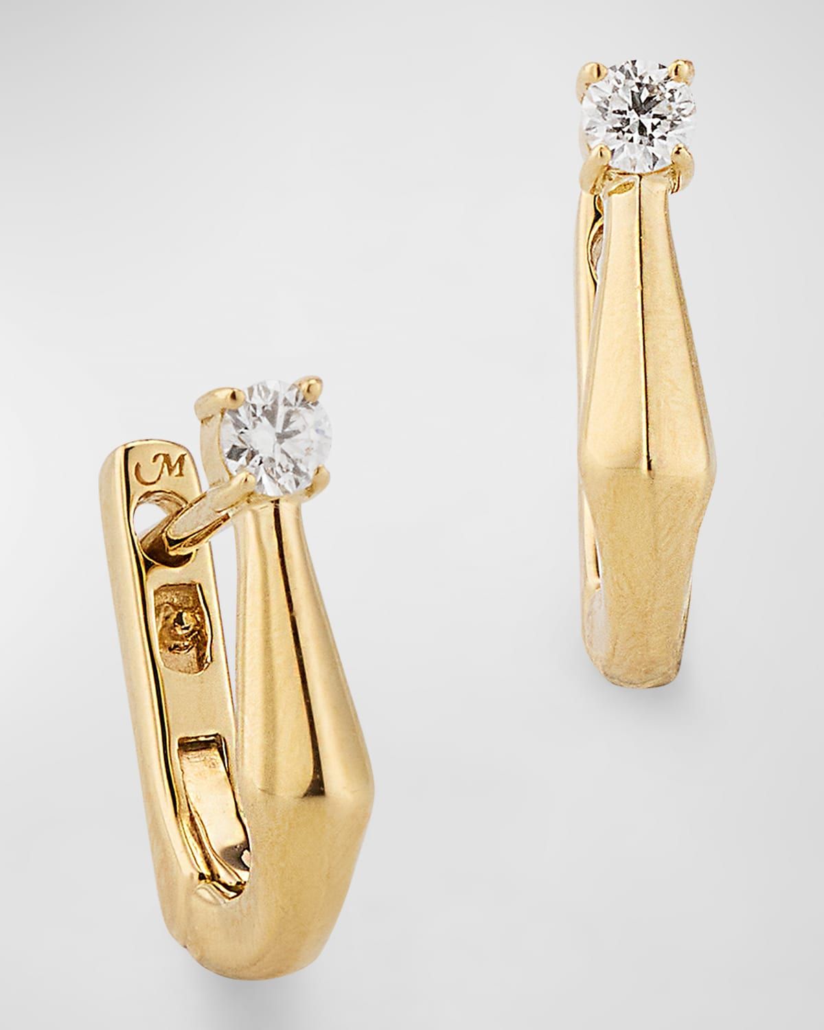 18K Yellow Gold Points North Diamond Hoop Earrings