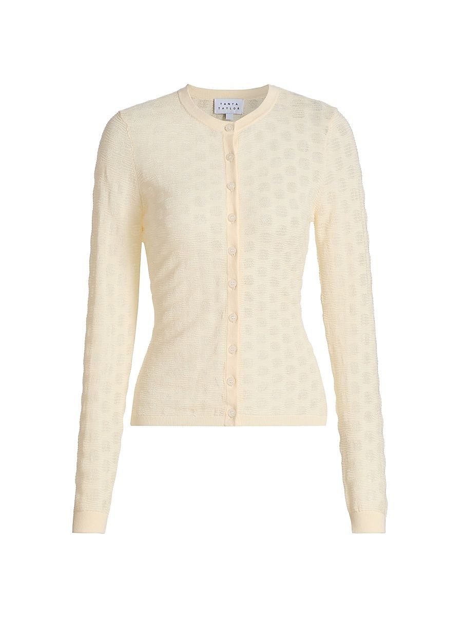 Women's Tori Polka Dot Cotton Cotton-Blend Cardigan - Cream - Size XL