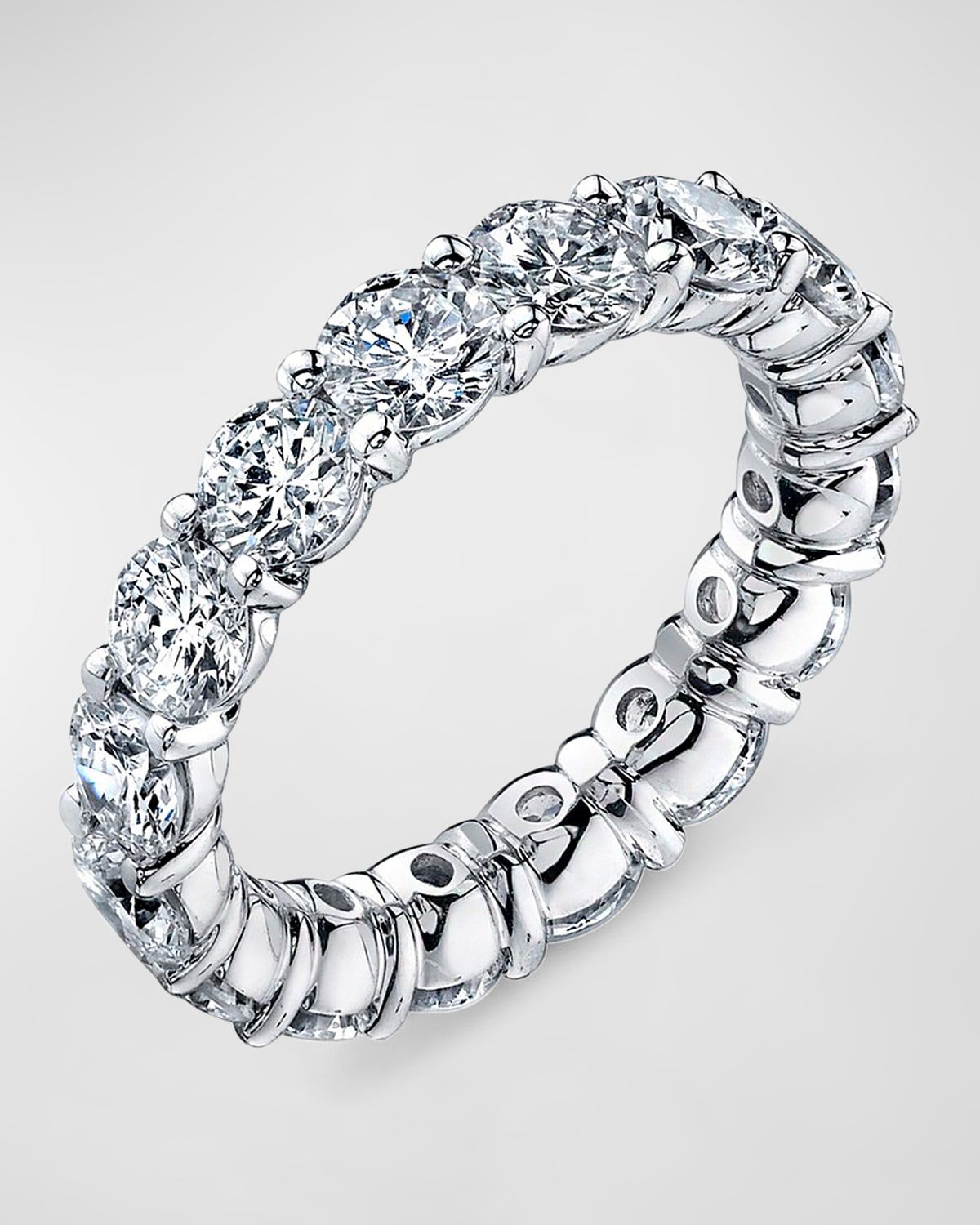 Platinum Buttercup Round Diamond Eternity Ring, Size 6, 6.50tcw