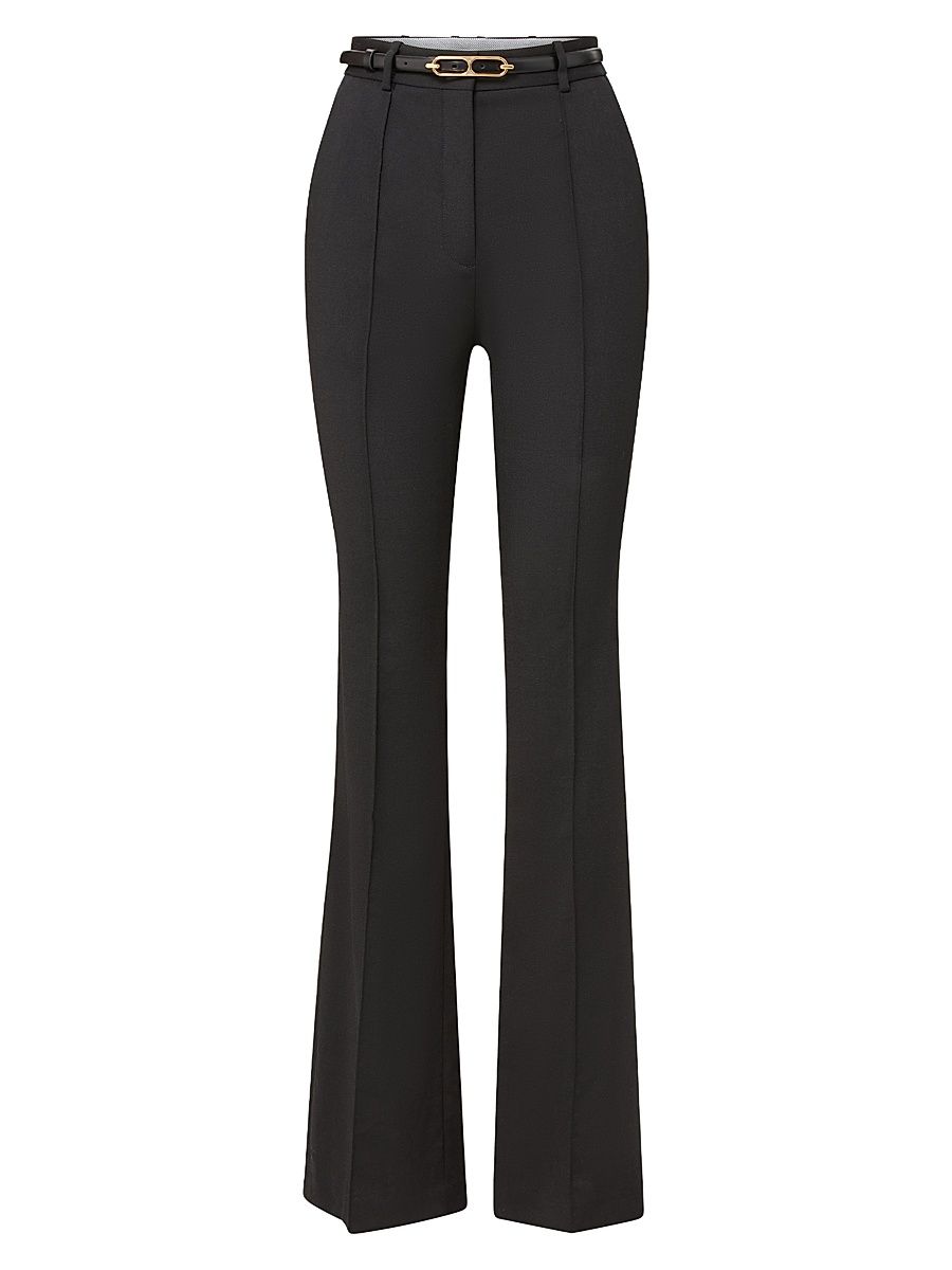 Women's Gracie Wool Belted Pants - Black - Size 8
