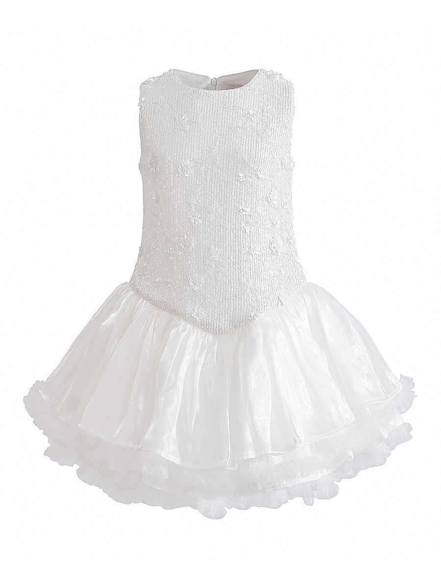 Little Girl's & Girl's Floral Tulle Dress - White - Size 5