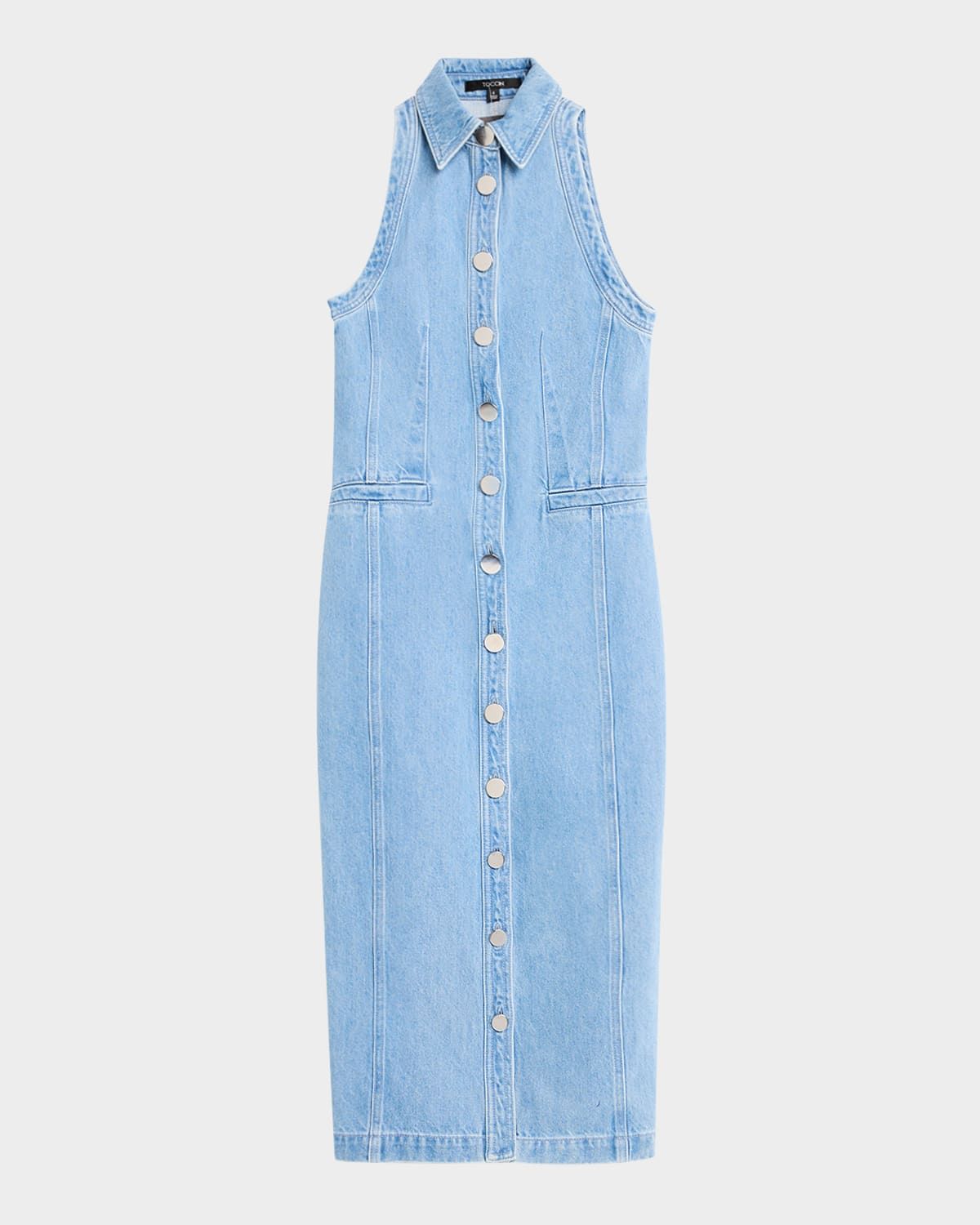 Palmer Button-Front Denim Midi Dress