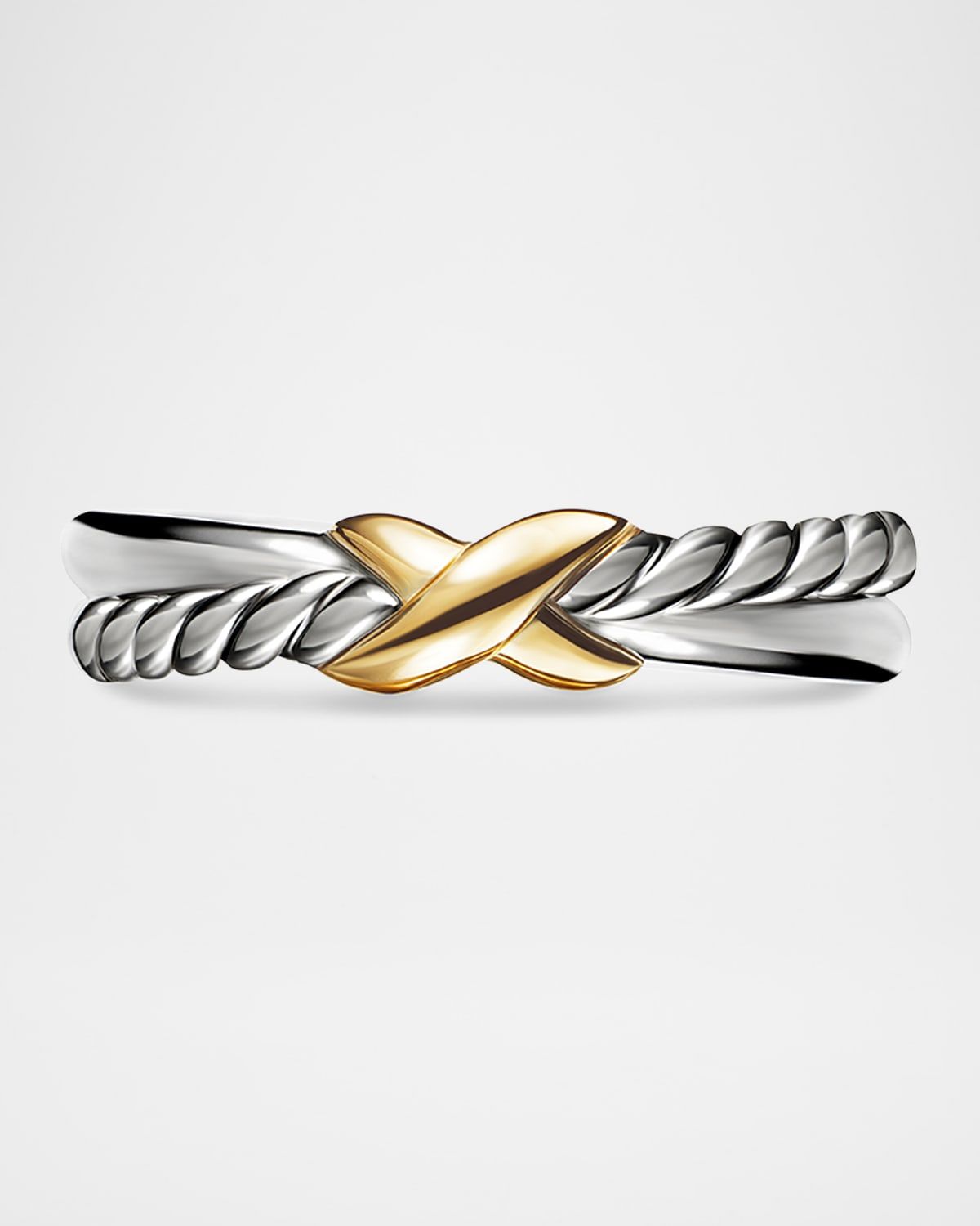 Petite X Ring in Silver with 18K Gold, 4mm