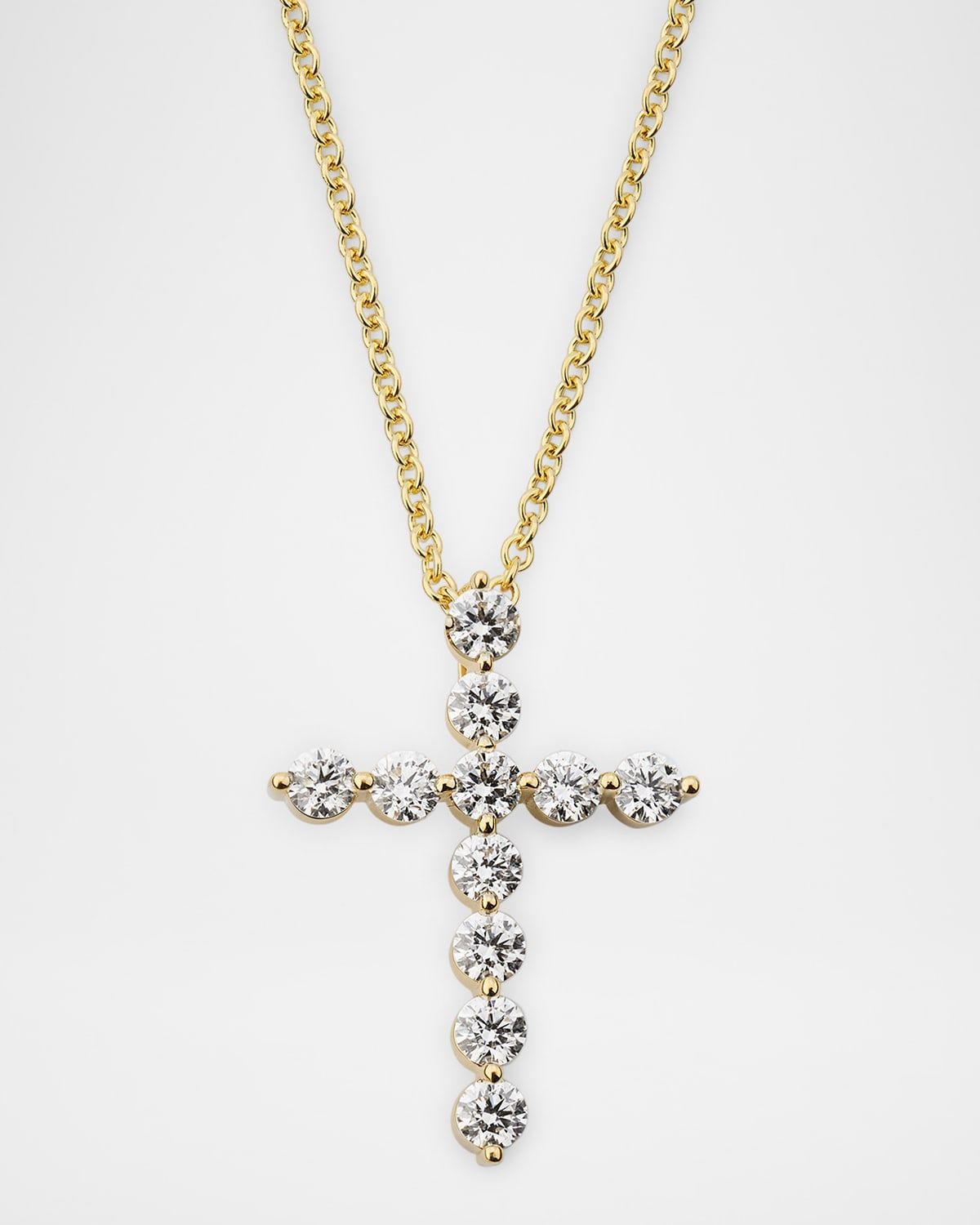 18K Yellow Gold Diamond Cross Necklace, 20"L, 1.16tcw