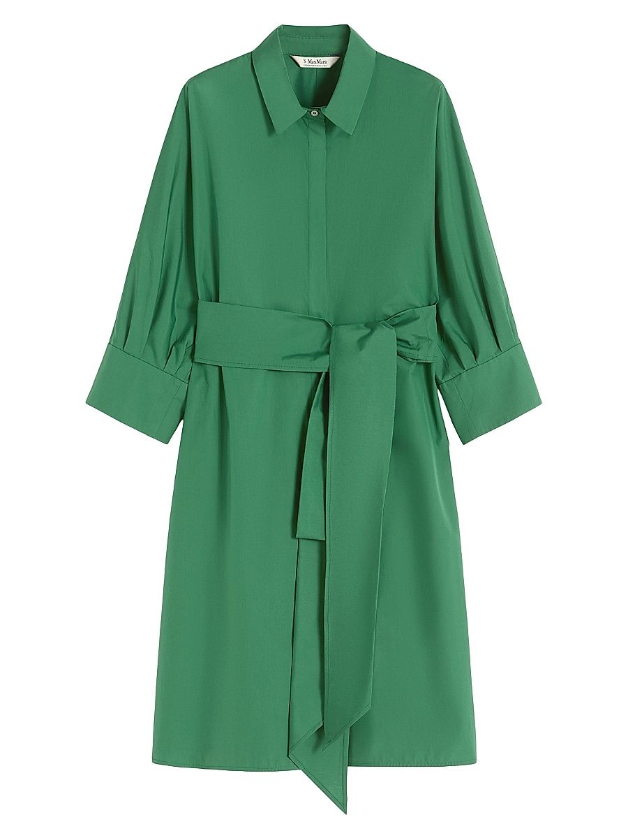 Women's Cotton Shirt Dress - Green - Size 16