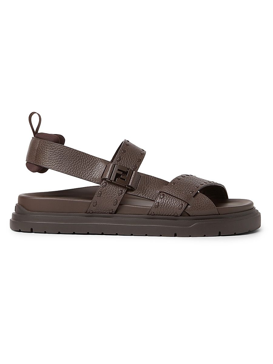 Men's Chunky Leather Sandals - Chocolate - Size 10