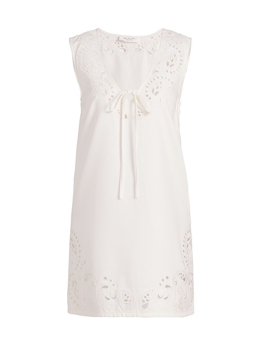 Women's Belle Eyelet Minidress - White - Size Large