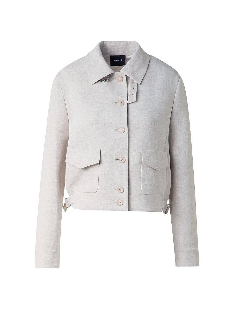 Women's Peer Linen Button-Front Jacket - Greige - Size 8