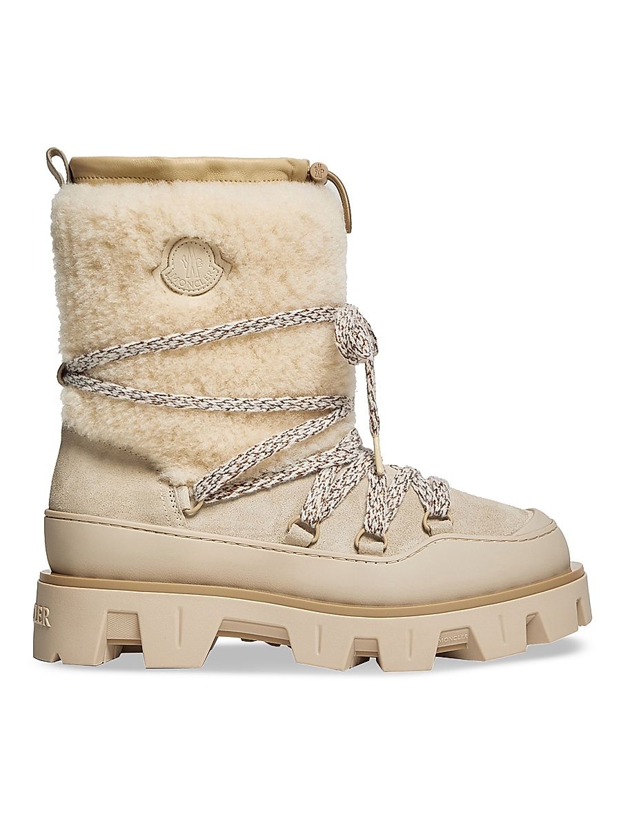 Women's Peak Après Boots in Suede and Shearling - Light Beige - Size 9