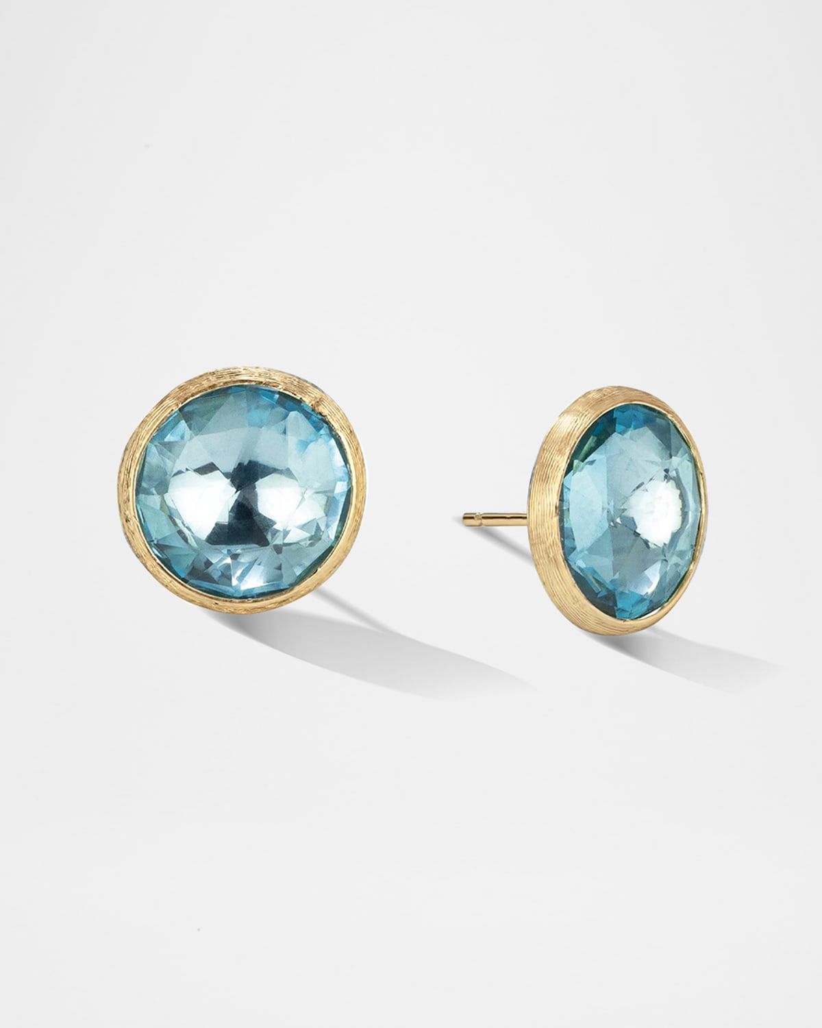 Jaipur 18K Yellow Gold Blue Topaz Large Stud Earrings