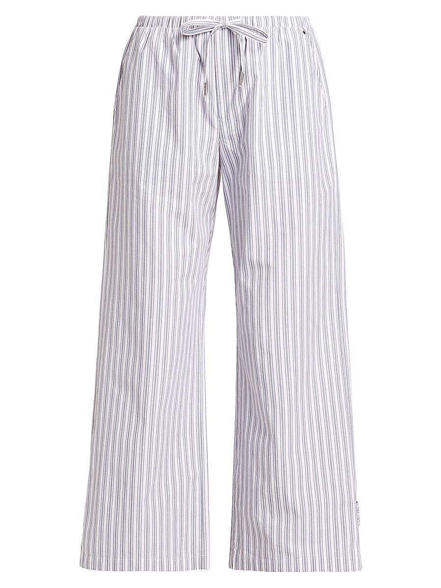 Women's Striped Cotton Drawstring Pants - Stripe - Size XS