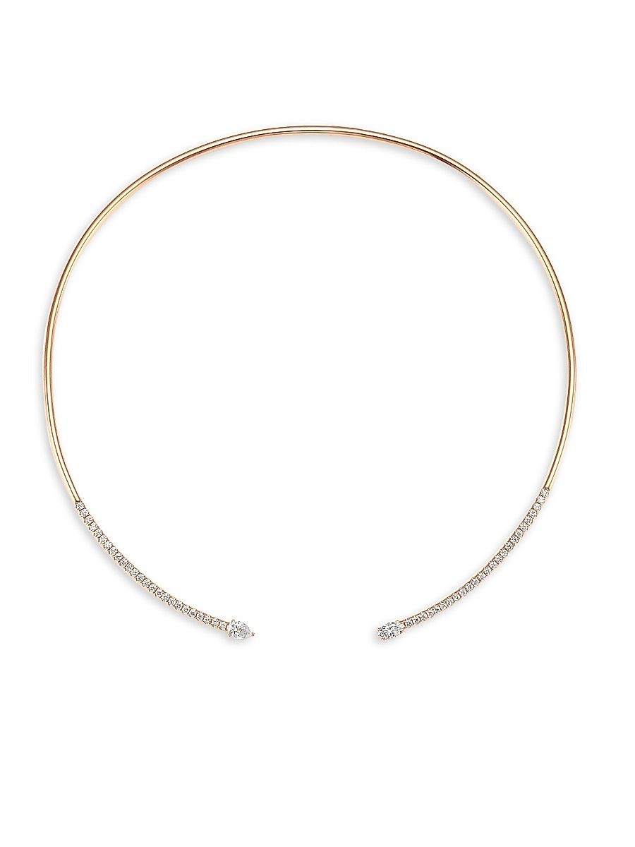 Women's 18K Gold & Diamond Marquis Pavé Split Choker - Rose Gold