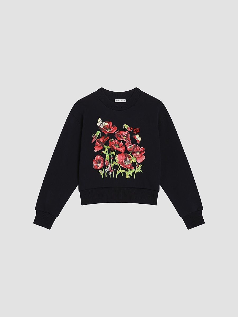 Little Girl's & Girl's Poppy-Print Cotton Sweatshirt - Blue - Size 5