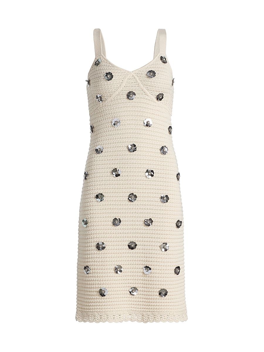 Women's Yoko Embellished Tweed Minidress - Papayrus Silver - Size Large