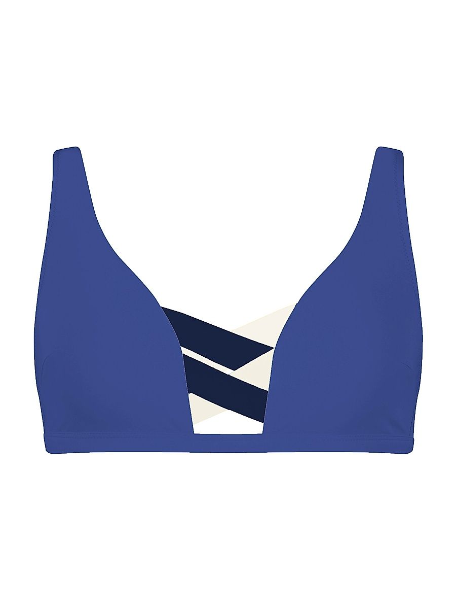 Women's Martinique Strappy Bikini Top - Blue White - Size Large