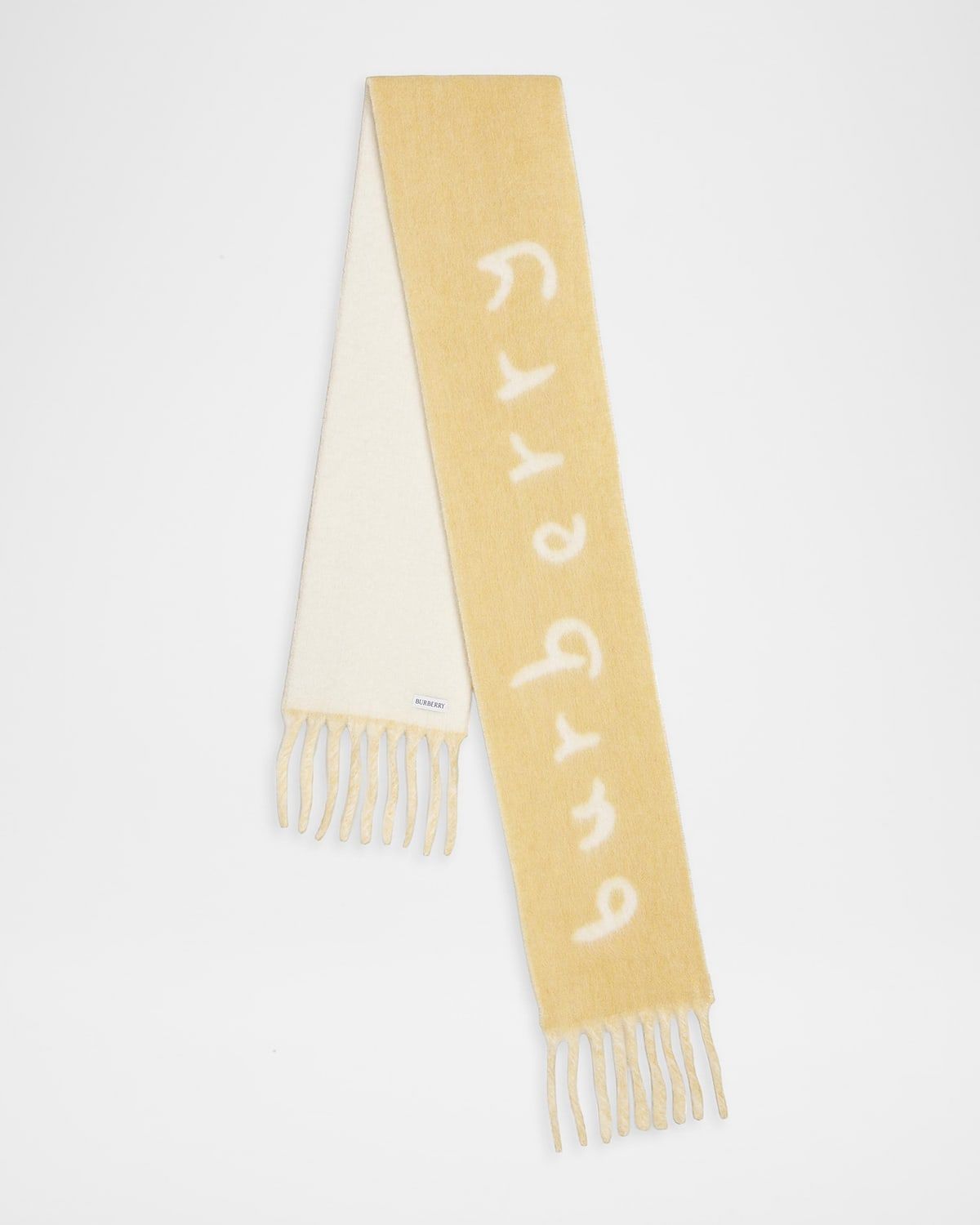 Logo Alpaca-Blend Reversible Scarf with Chunky Fringe