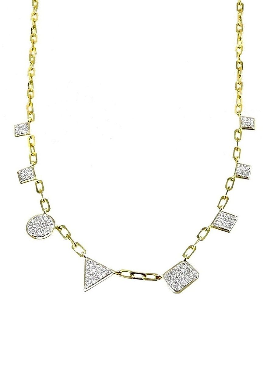 Women's 14K Gold & Diamond Geometric Paperclip Necklace - Yellow Gold