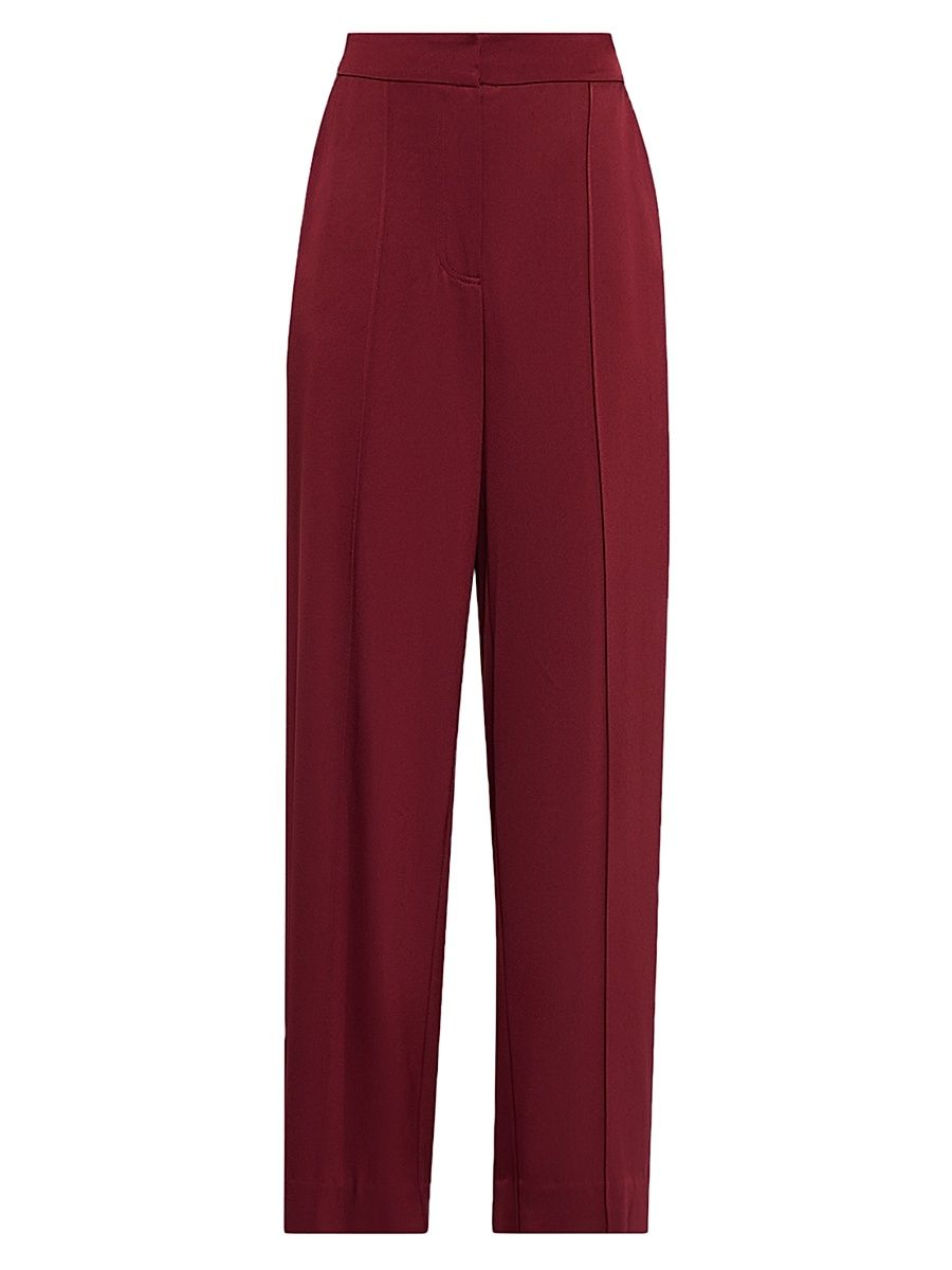 Women's Kyra Satin Wide-Leg Pants - Oxblood - Size 0