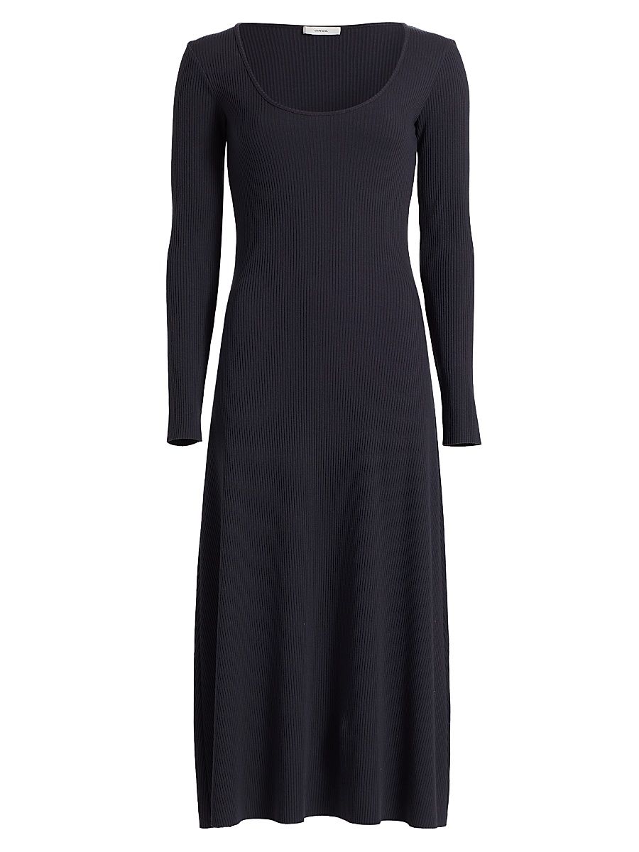 Women's Ribbed Scoopneck Midi-Dress - Night Marine - Size XXS