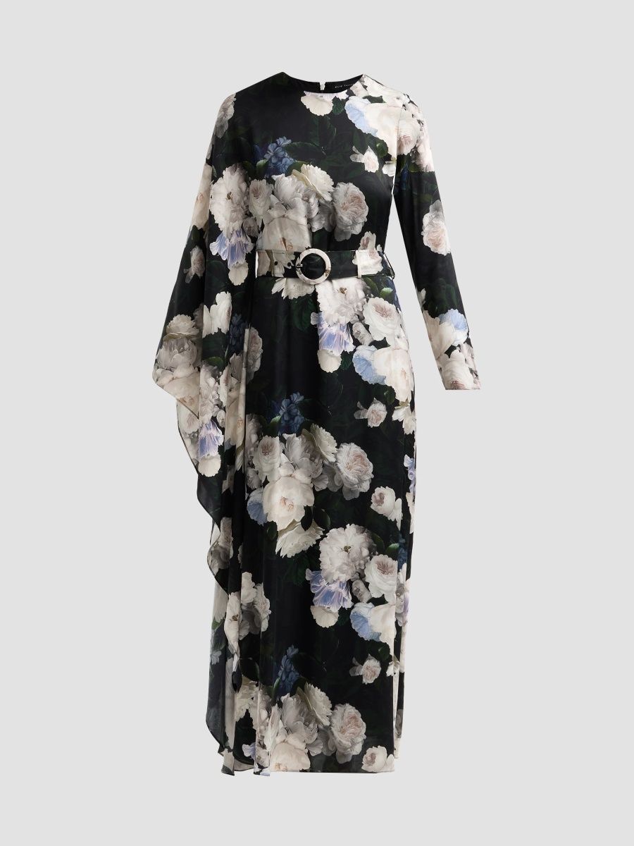 Elie Tahari Women's Aurelia Floral Silk-Blend Belted Maxi Dress - Frosted Garden Print - Size 16