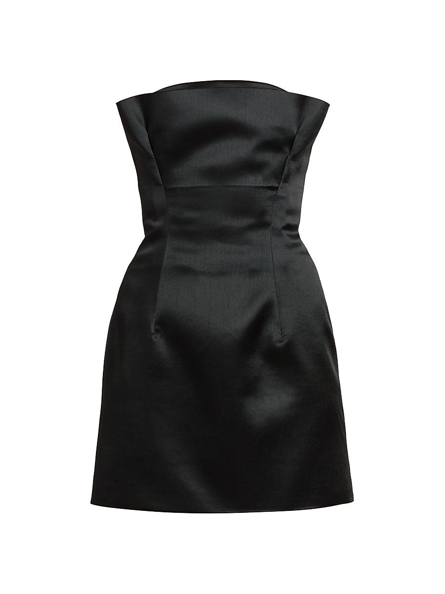 Women's Duchesse Satin Strapless Minidress - Black - Size 8