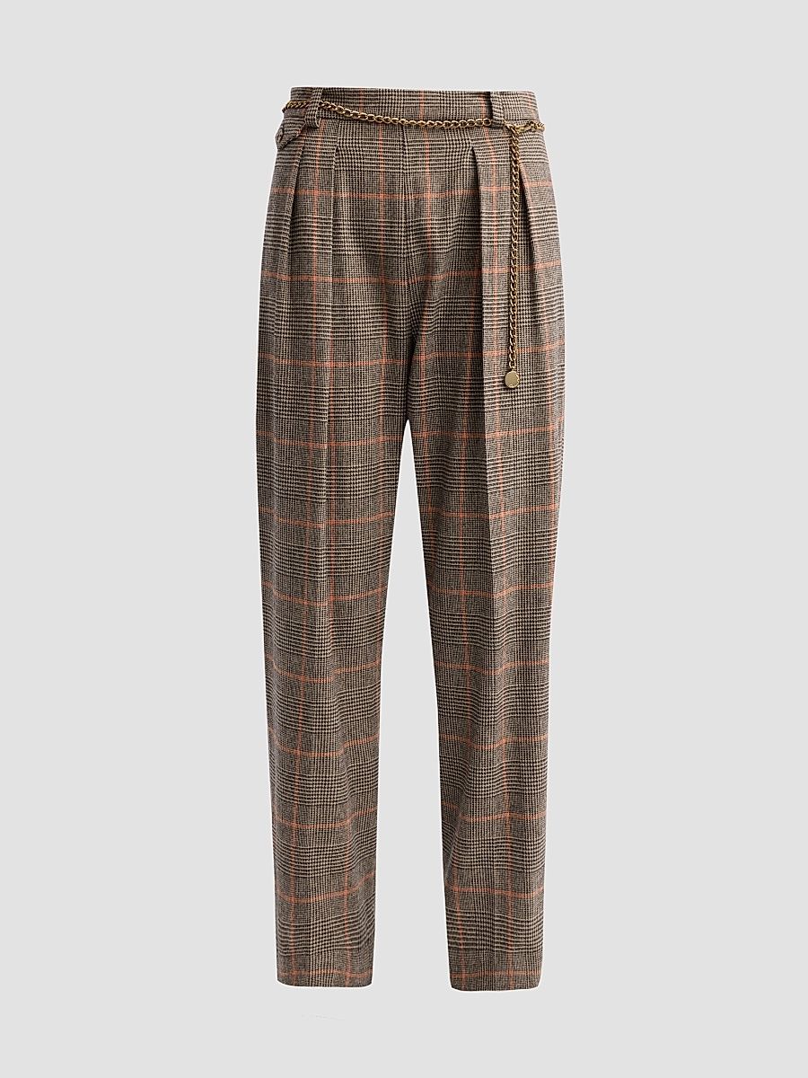Women's Emerson Plaid Wool Tapered Pants - Odette Plaid Dark - Size 6