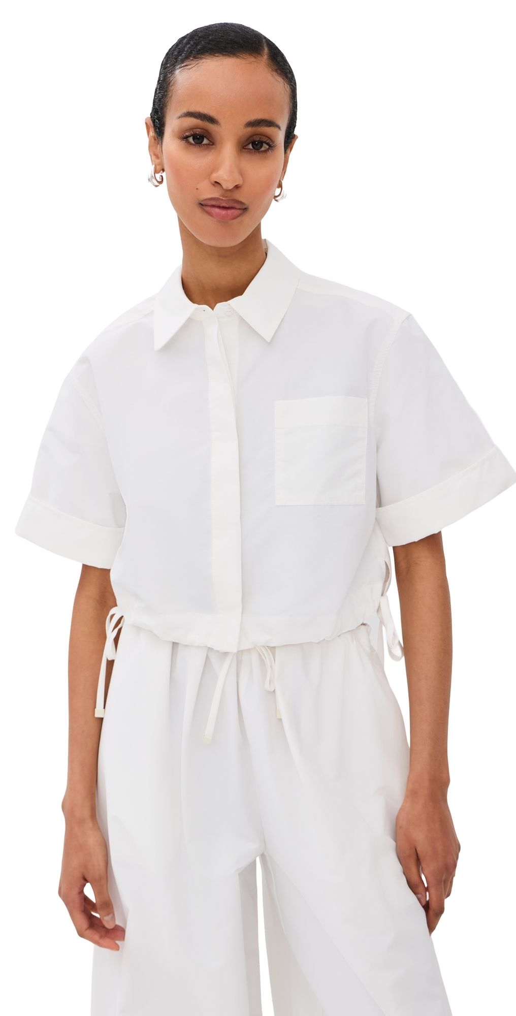 SIMKHAI Ryett Cropped Button Down Shirt White S