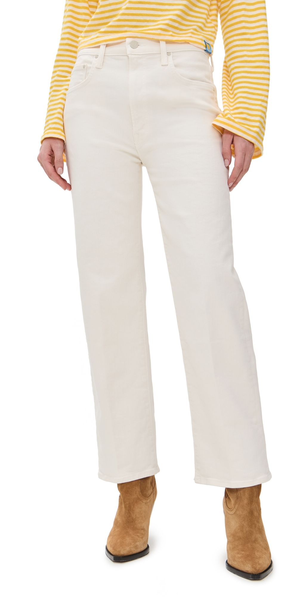 MOTHER The Rambler Zip Ankle Jeans Cream Puffs 28