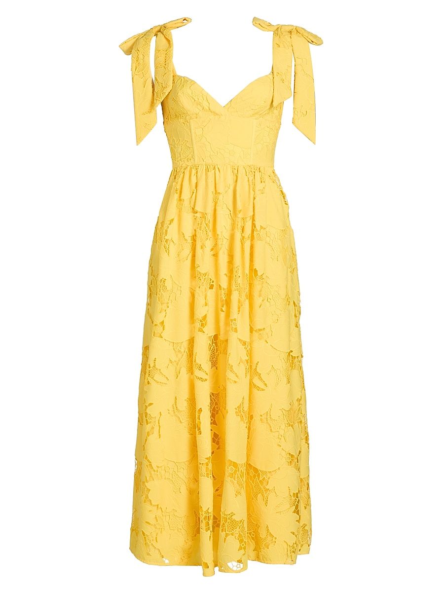 Women's Juliette Sweetheart Woven Midi-Dress - Lemon - Size Large