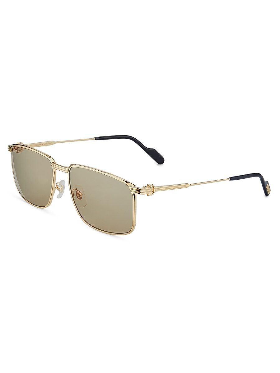 Men's Première de Cartier 59MM Square Sunglasses - Gold