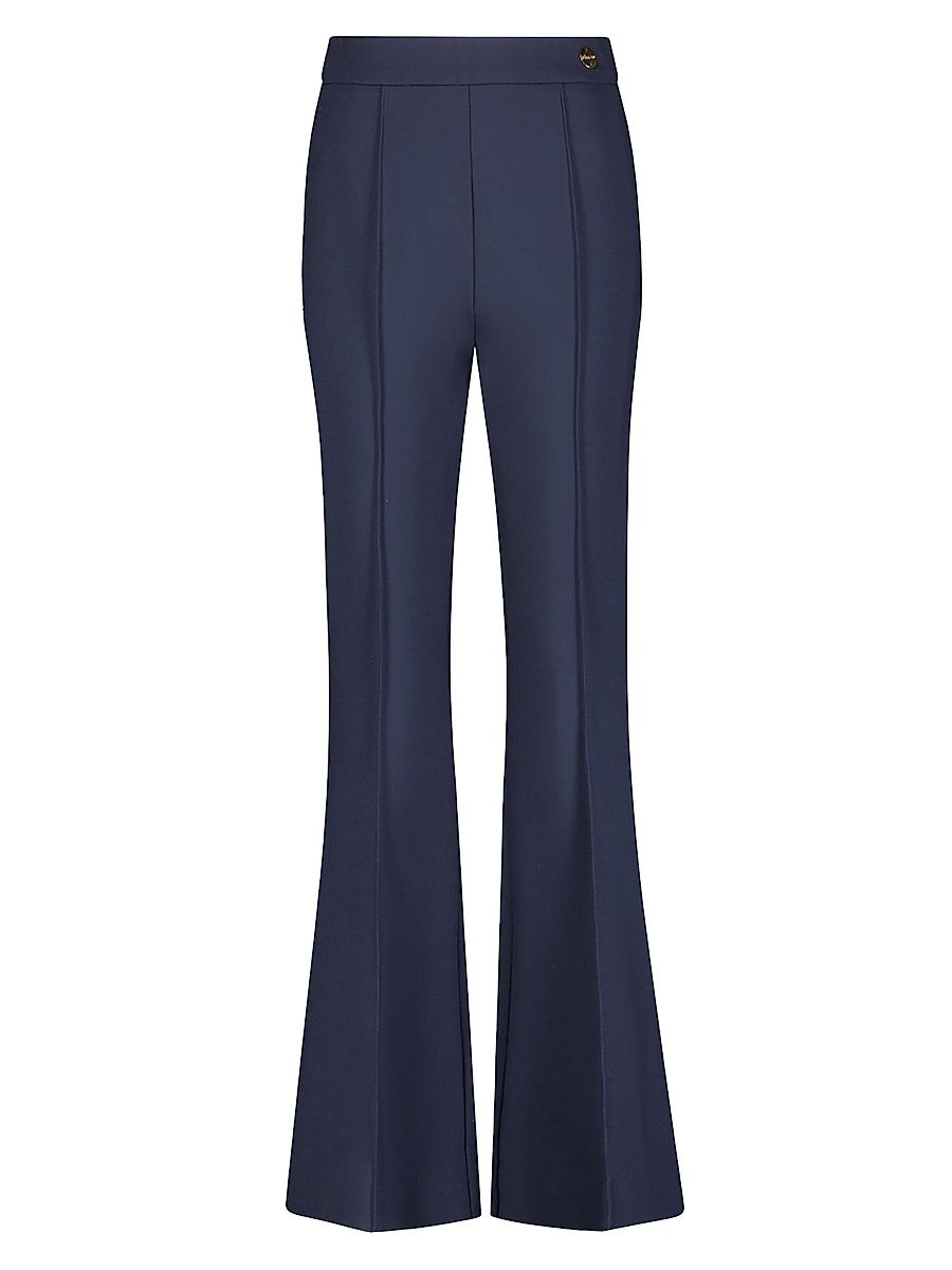 Women's Lola High Density Crepe Stretch Cropped Flare Trousers - Navy - Size 6