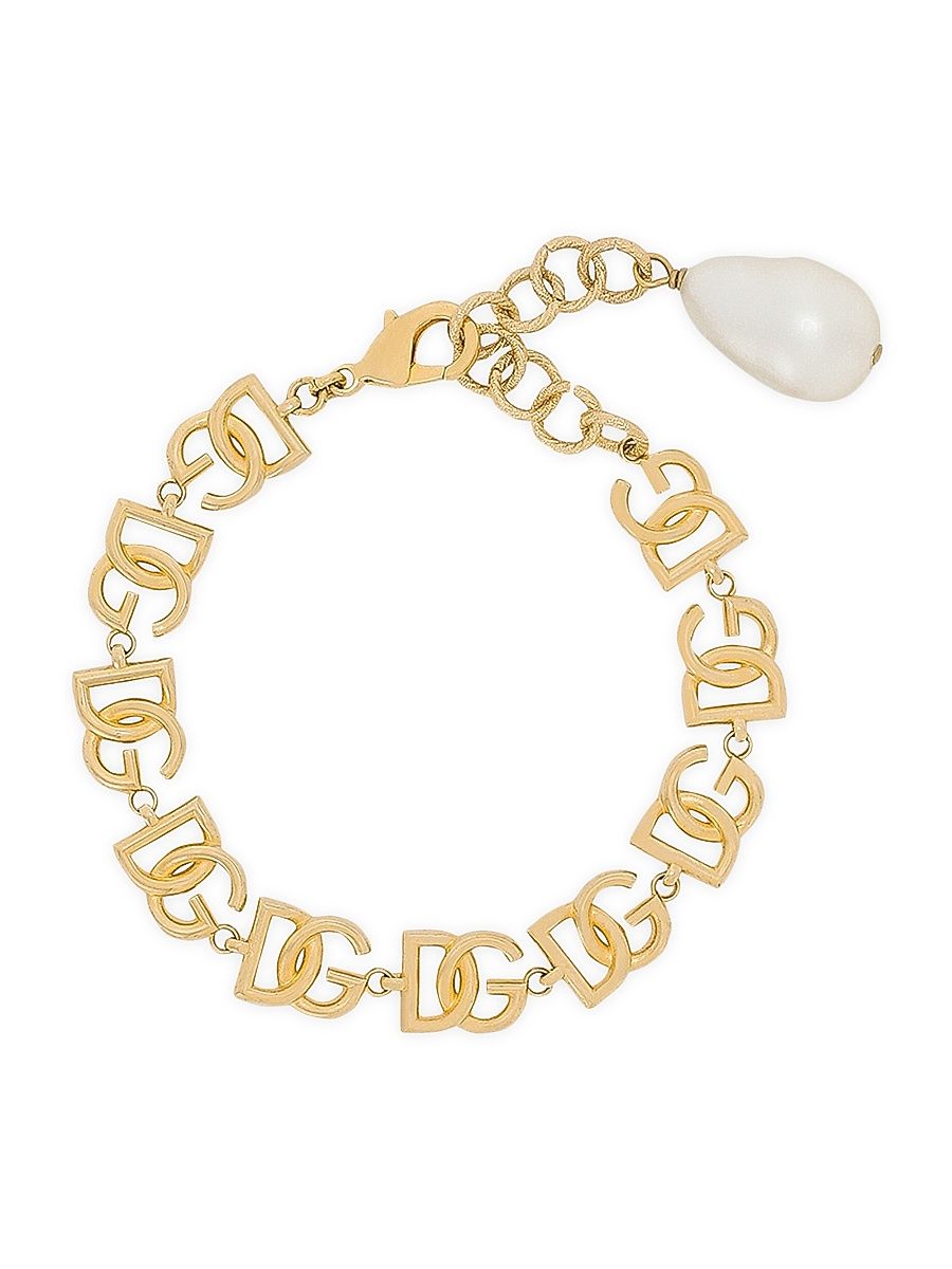 Women's DG Logo Goldtone & Baroque Imitation Pearl Bracelet - Yellow Gold
