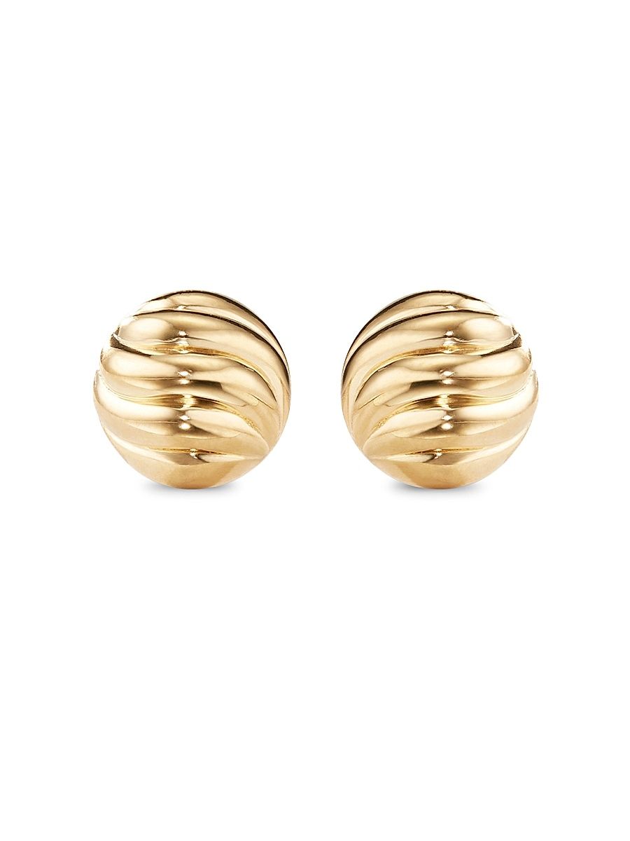 Women's Sculpted Cable Stud Earrings in 18K Yellow Gold, 8mm - Gold