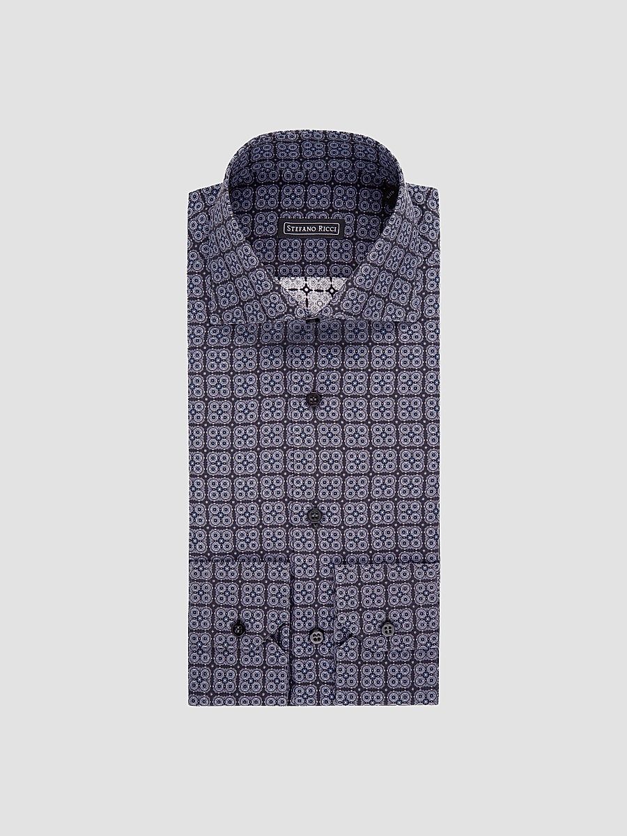 Stefano Ricci Men's Silk Salerno Shirt - Grey - Size 17.5