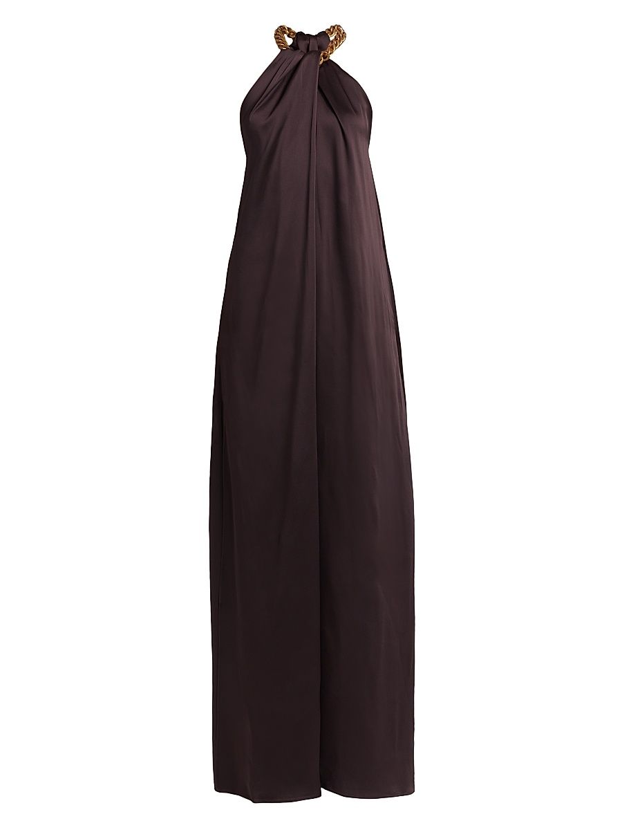 Women's Chain Halterneck Gown - Chocolate - Size 4