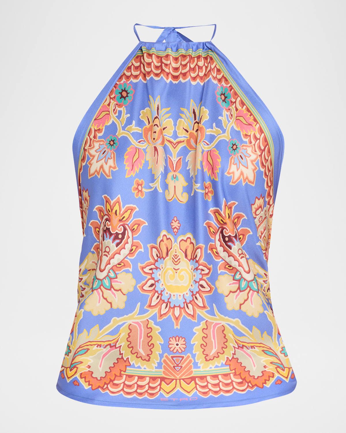 Floral Silk Halter Scarf Top