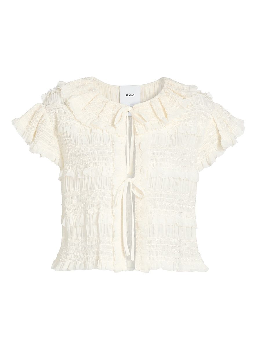 Women's Audra Ruffled Tie-Front Blouse - Cream - Size Medium
