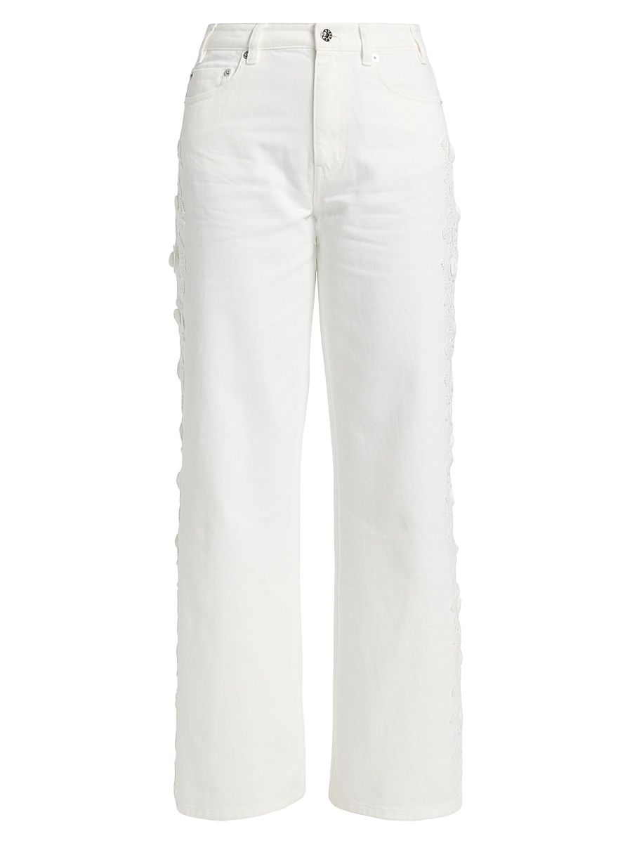 Women's Esme 3D Lace Combo Jeans - Chalk White - Size 30