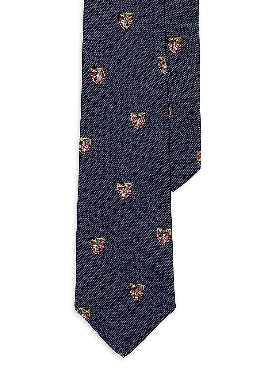 Men's Silk Repp Narrow Club Tie - Navy