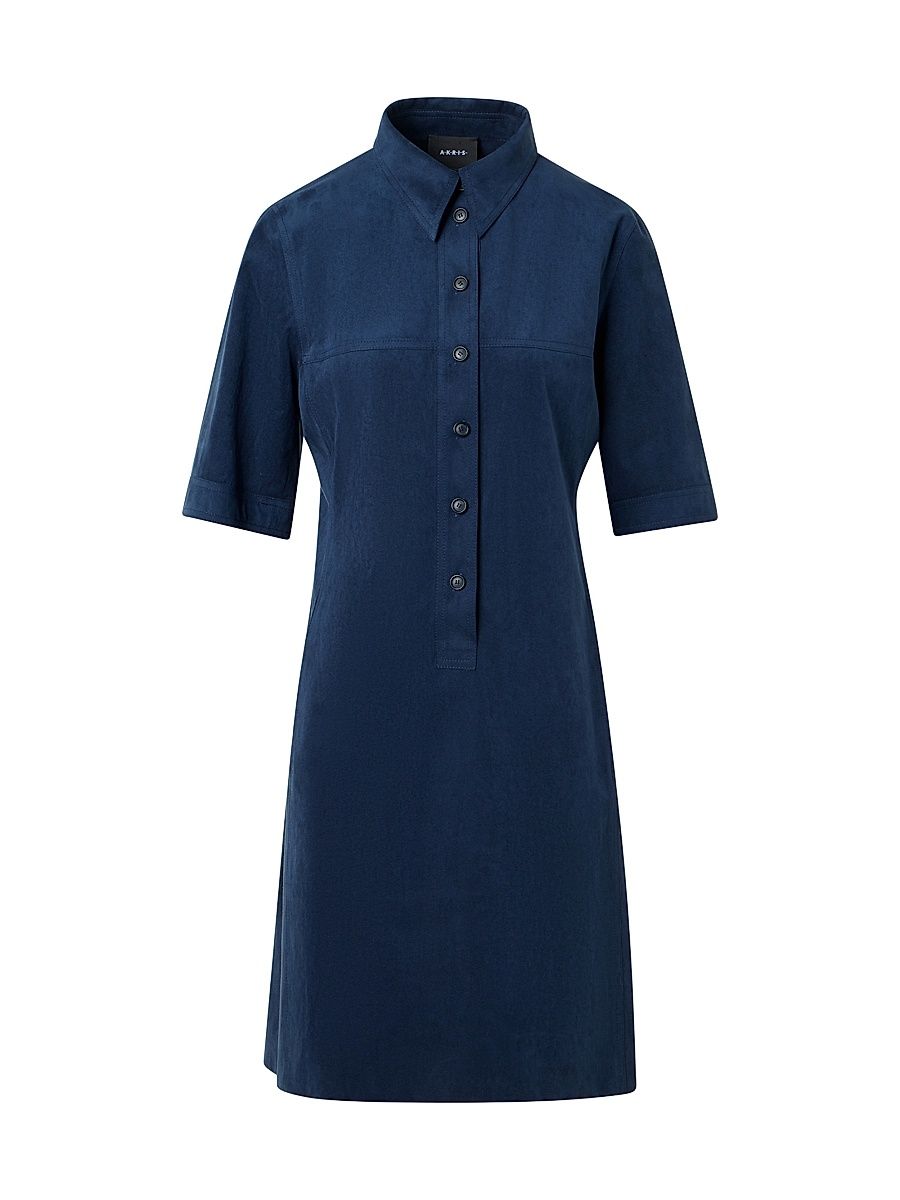 Women's Short-Sleeve Polo Minidress - Denim - Size 2