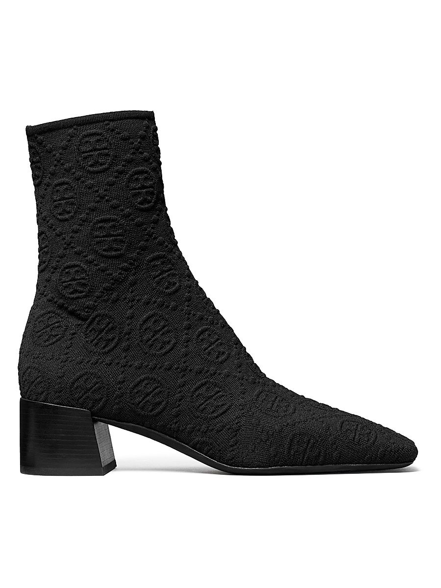 Women's 45MM Monogrammed Stretch Ankle Boots - Perfect Black - Size 5.5