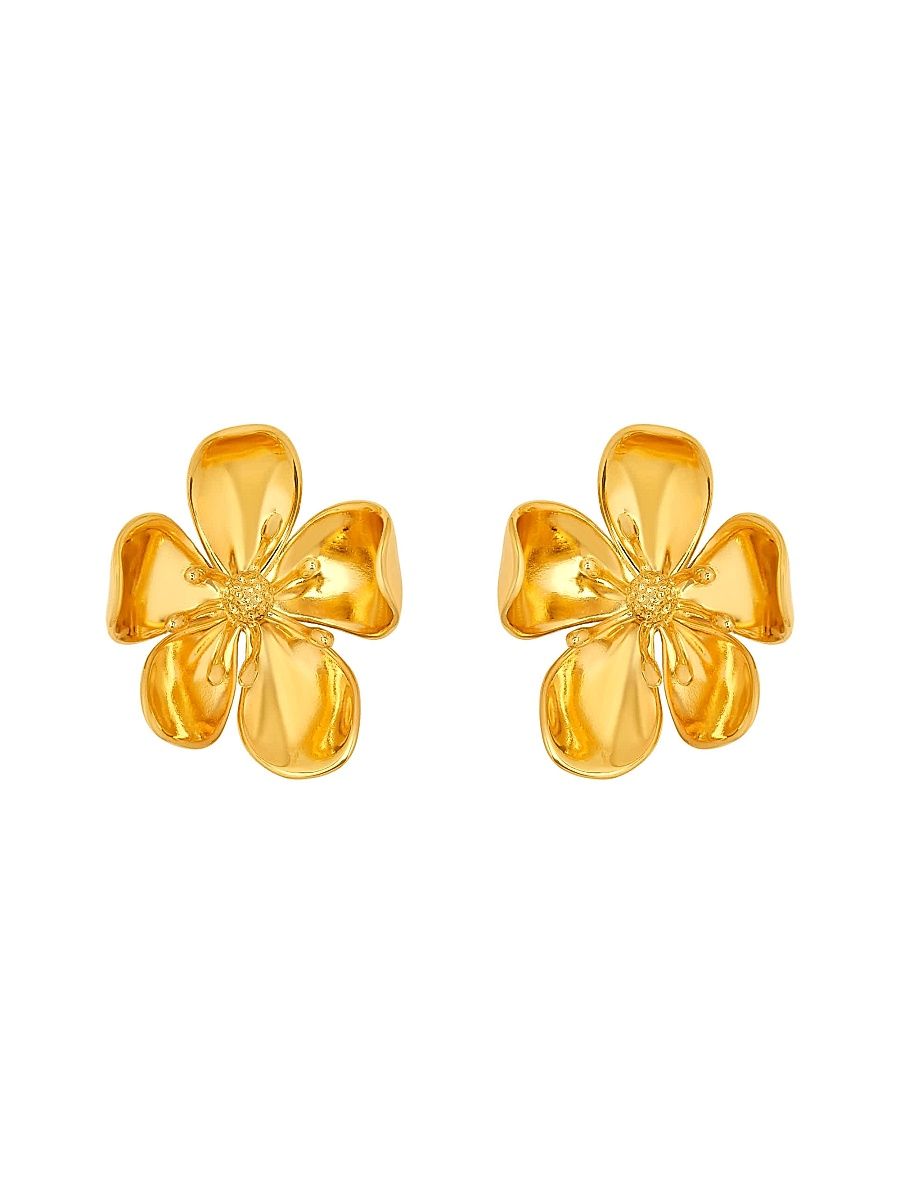 Women's Cherry Blossom 24K-Gold-Plated Stud Earrings - Gold