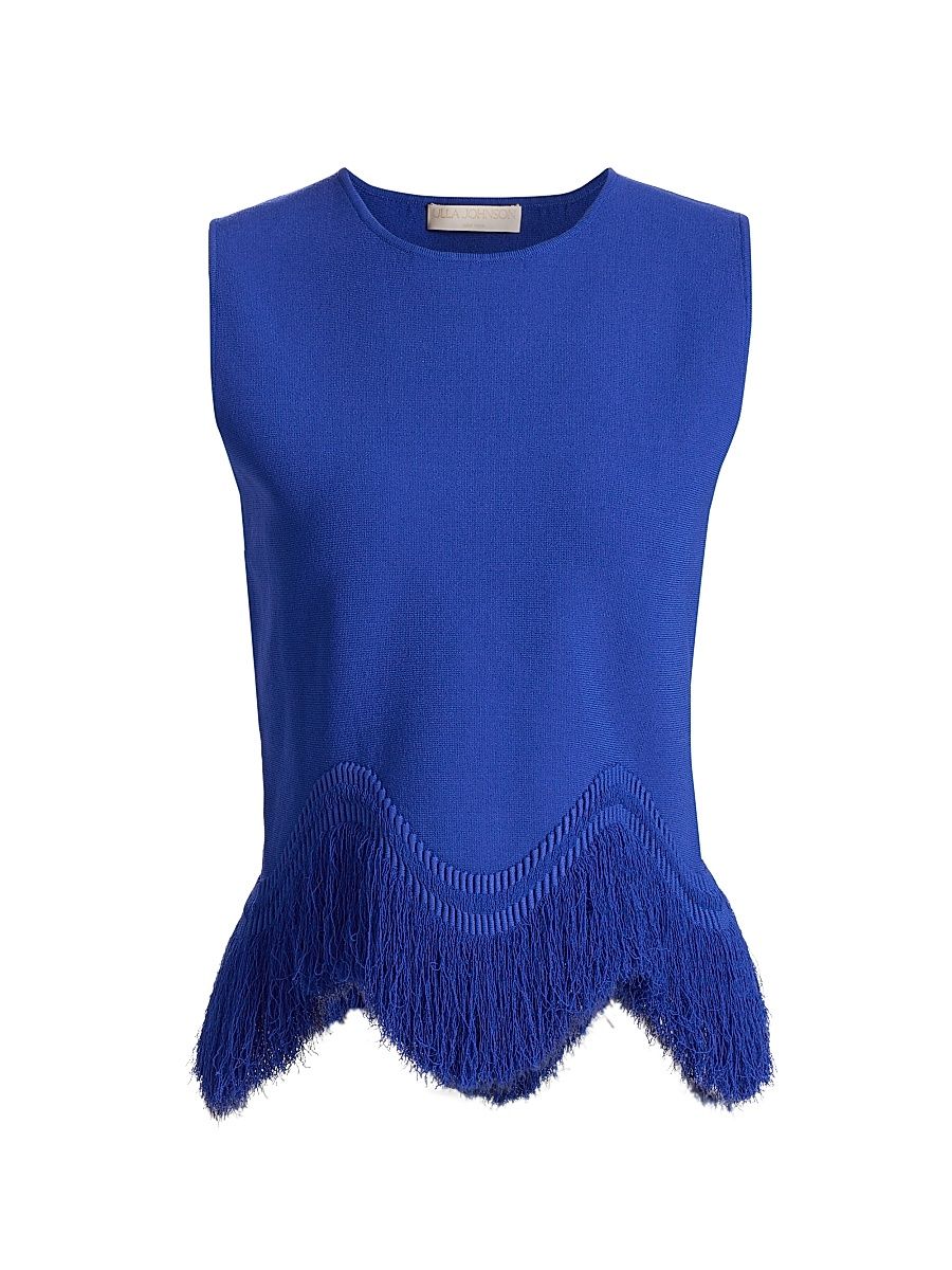 Women's Koa Sleeveless Fringe Top - Cobalt - Size XL
