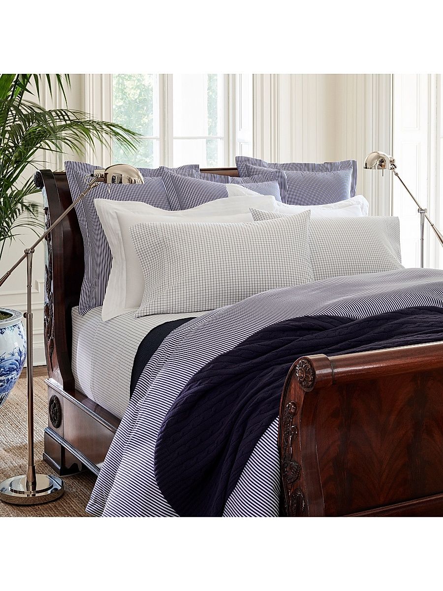 Organic Shirting Stripe Bedding 400 Thread Count Duvet Cover - Blue Stripe - Size King
