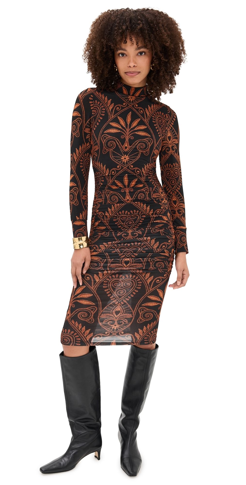 FARM Rio Cornely Ainika Black Jersey Midi Dress Cornely Ainika Black M